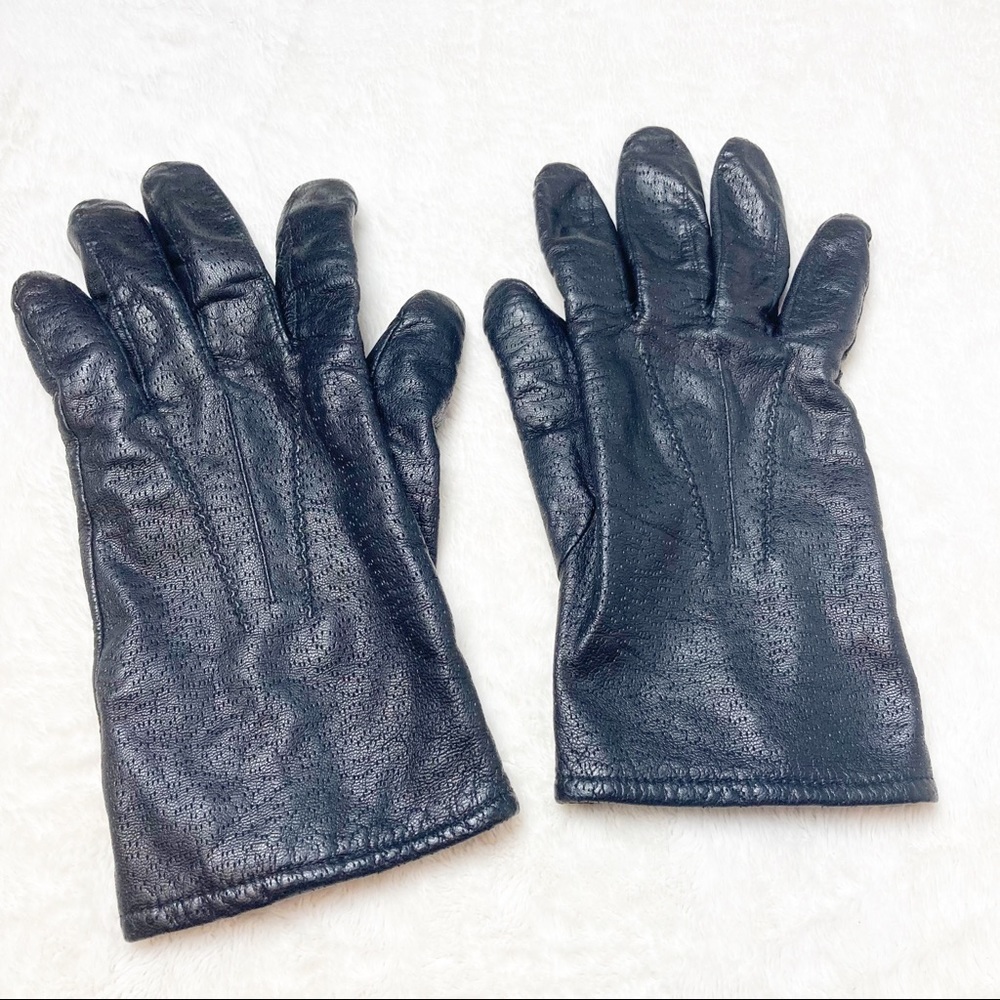 Fownes Black Lined Leather Gloves